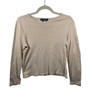 Lauren Ralph Lauren Top Womens S 100% Cotton Long Sleeve Blouse Pocket Layering